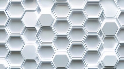 Poster - Abstract White Hexagonal Pattern Background