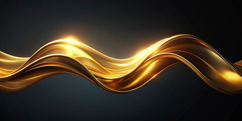 Abstract Golden Fluid Wave with Glowing Highlights on a Dark Background