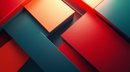 Poster - Abstract geometric shapes in vibrant red and blue tones creating an eye-catching textural composition