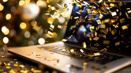 Poster - Celebration and Technology with Golden Confetti