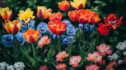 Sticker - Vibrant Blooming Flower Garden in Springtime