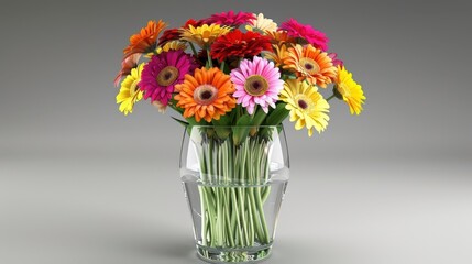 Poster - Vibrant Gerbera Daisies in a Clear Vase