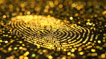 Poster - Golden Fingerprint on a Dazzling Background