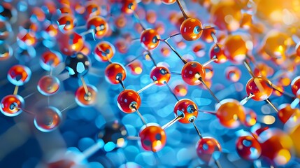 Poster - abstract 3d illustration of a molecular structure, showcasing the intricate details of atoms and bon