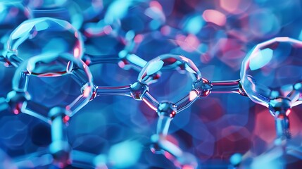 Poster - close-up of a molecular structure with a vibrant color scheme. the abstract background highlights th