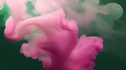 Poster - mesmerizing pink smoke billows across a green screen, creating a dreamy atmosphere. ideal for adding