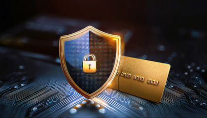 Poster - digital security shield with credit card