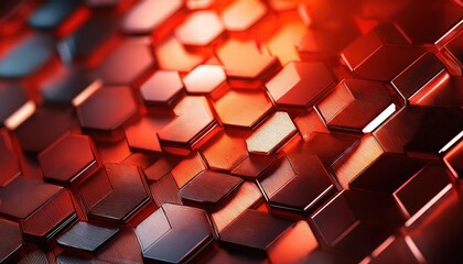 Poster - Hexagonal Pattern with Striking Red and Black Colors