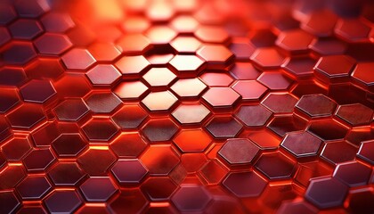 Poster - Hexagonal Pattern in Vibrant Red Hues