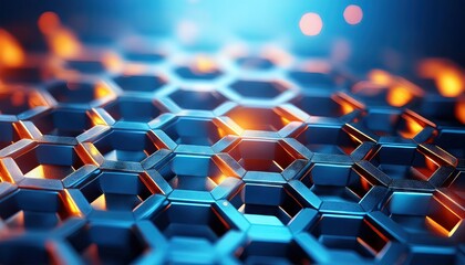 Poster - High-Tech Hexagonal Pattern with Illuminating Glow