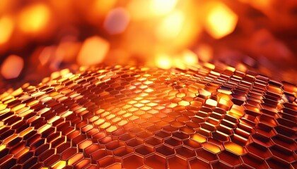 Poster - Glowing Honeycomb Pattern in Warm Tones