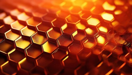 Poster - Honeycomb Pattern with Warm Amber Lighting