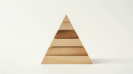 Poster - Wooden Pyramid Model on Clean White Background