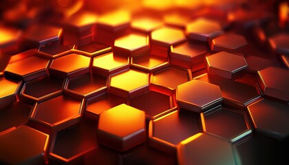 Poster - Hexagonal Metallic Texture with Warm Glow