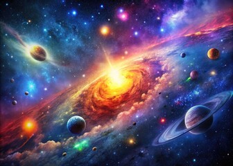 Wall Mural - stunning 4k space wallpaper with vibrant galaxy colors and stars for phone backgrounds and designs