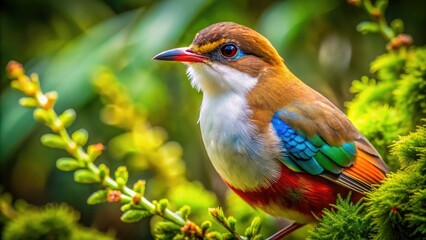 Wall Mural - Stunning Huilota Bird Perched Gracefully Among Lush Greenery in Natural Habitat Setting