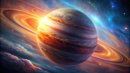 Wall Mural - stunning illustration of jupiter with vibrant bands of color and a beautiful swirling atmosphere