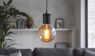 modern pendant light with vintage light bulb