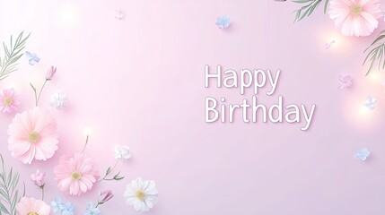 A pastel-themed birthday greeting featuring the words 