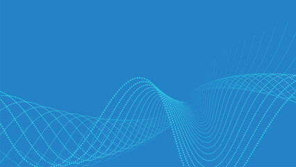 Fototapete - abstract blue background with wave line of flowing particles abstract. technology blue background wi