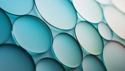 Wall Mural - Serene Abstract Geometric Composition with Blue and Green Translucent Circles