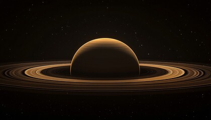 cosmic beauty: distant view of saturn's golden rings in starry void