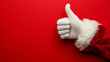 © ALLAI - Close-up of Santa Claus hand in white glove giving a thumbs up, concept of holiday spirit