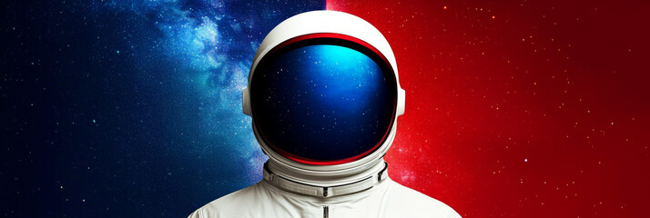 Wall Mural - Close-up of an astronaut's helmet against a starry backdrop.