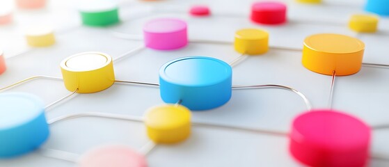 Poster - Colorful abstract concept featuring connected dots, representing networking, collaboration, and modern technology in an artistic style.