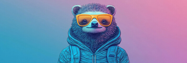 Canvas Print - Cool sloth wearing sunglasses and a jacket.