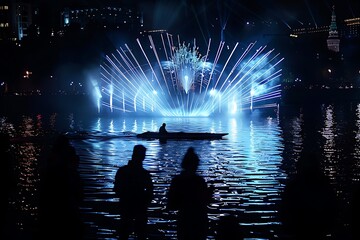 View of the Moscow river at night.