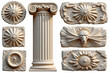 © Natalia - Classical architecture details with ancient Greek column and ornamental reliefs on a white background