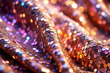 Canvas Print - close-up of shimmering sequin fabric with dazzling effect