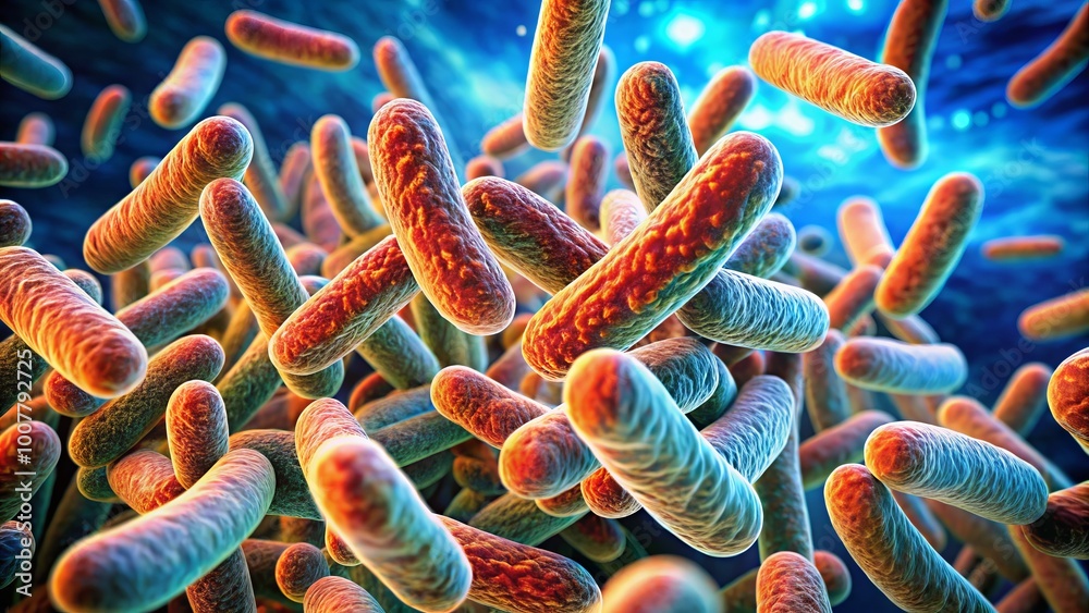 Microscopic image of Escherichia coli bacteria, rod-shaped gram ...
