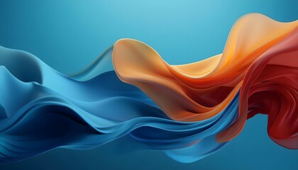 a blue and orange wave is in the background with the blue and orange swirls.