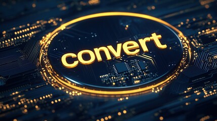 Poster - Advanced Digital Circuit with Glowing Convert Text