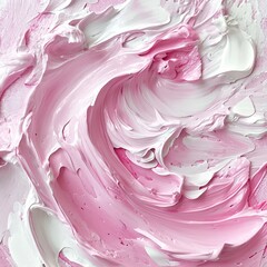 Wall Mural - A mesmerizing swirl of pink and white paint textures, perfect for backgrounds or artistic projects, showcasing vibrant creativity.