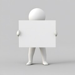 3d man holding blank sign