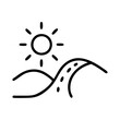 © Irma - Vector icon of a landscape featuring rolling hills and a sun