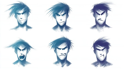 Poster - Six different angry expressions.