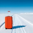 © NEXT-Ai - Snowy Solitary Suitcase on Serene Frozen Road Adventure Travel