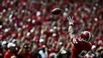 Football Pass in Action Under Crowd Anticipation