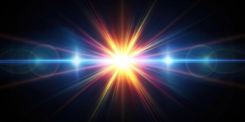 Wall Mural - solar lens flare light effect shining on black background, sunlight, solar, lens flare, light, speci