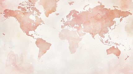  A soft, watercolor-style world map in pastel hues, emphasizing geographical outlines with a gentle aesthetic.