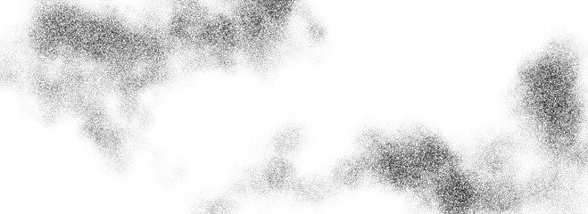 Poster - Stipple smoke cloud gradient texture. Grunge fluid fume grain background. Gritty noise fog dotwork wallpaper. Black and white dots, speckles, sand particles or granules overlay. Vector backdrop