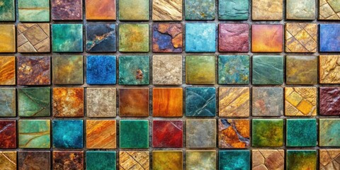 Wall Mural - Colorful stone tiles with metallic sheen, colorful, stone, tiles, metallic, sheen, shiny, vibrant, texture, background