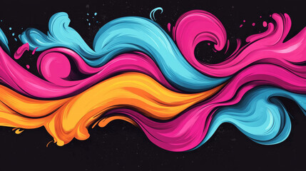 Poster - Abstract colorful swirls on a dark background.