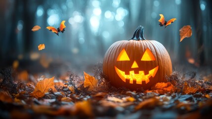 Halloween pumpkin scary jack o lantern holiday background