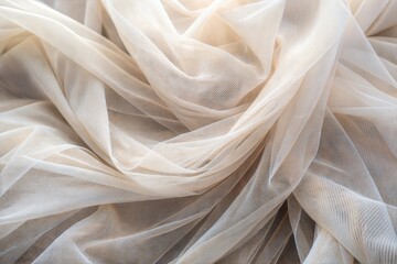 Poster - White sheer fabric close-up with delicate texture and translucence