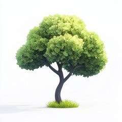 Wall Mural - A stylized green tree with lush foliage on a white background, symbolizing nature and growth.